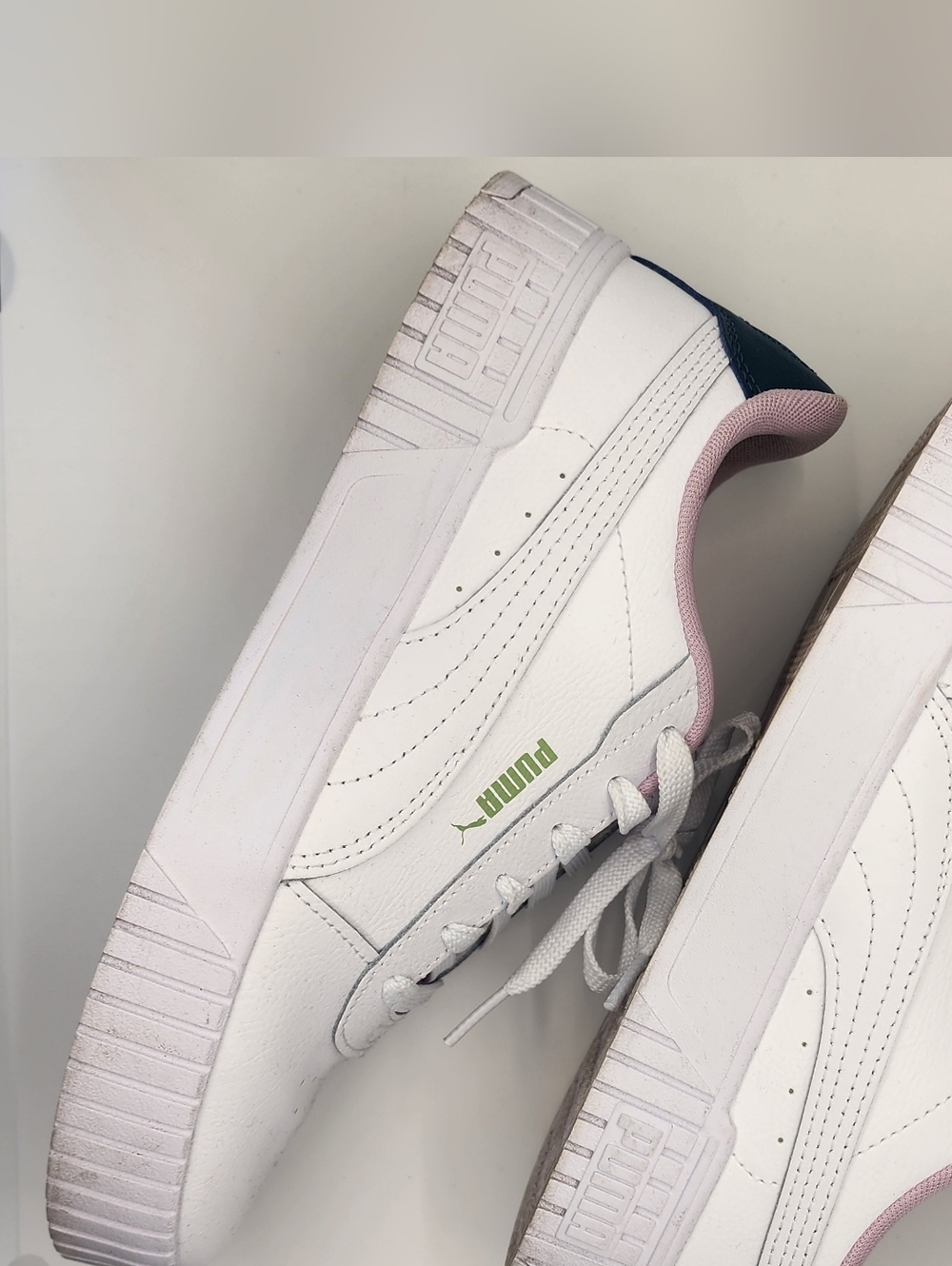 Puma Women's White Sneakers | Pink & Blue Accents | Women's Sneakers Size 9.5